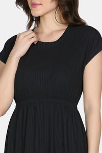 Zivame 2 Mile Fashion Knit Poly Loungewear Dress - Black Beauty — thumbnail 6